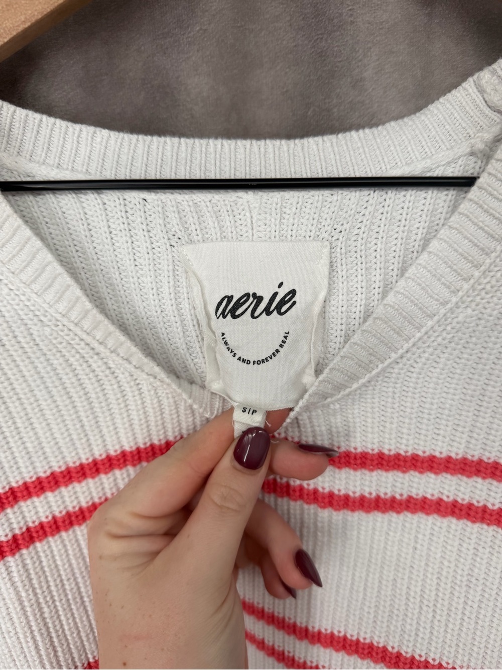 Aerie Beyond Cropped Sweater Stripped - Picture 2 of 3